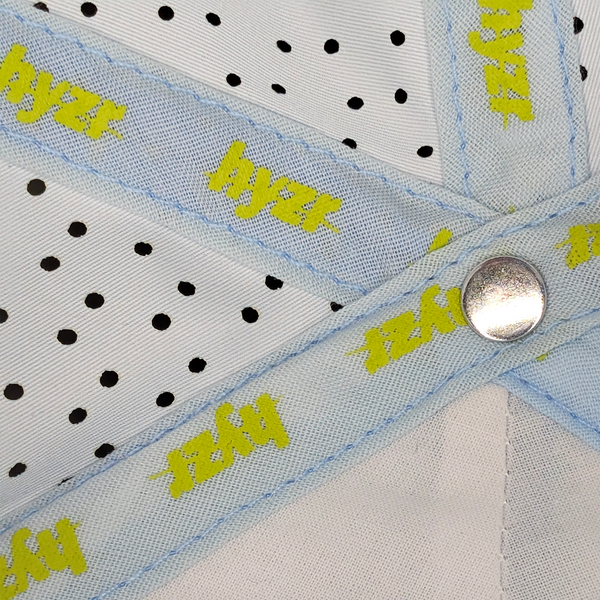 Inside view of the Cordelia Deck Hat, featuring miniature Hyzr logos on the seam taping.